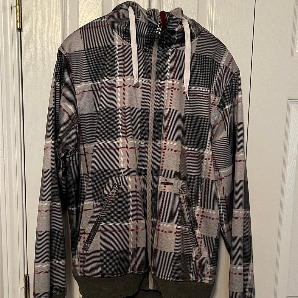 Plaid Zip-Up Hoodie Ski Jacket
